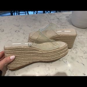 New ZARA jute+vinyl platform wedge sandals